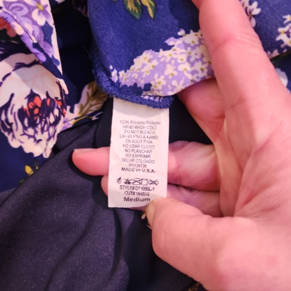 Honey Punch/Lulus That's A Wrap Navy Blue Floral Print Dress - Picture 8 of 8